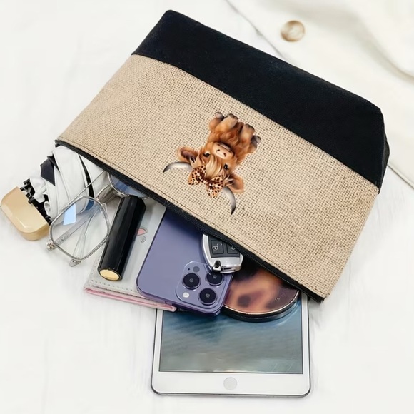 Cute Cow Print Beach Tote 3 piece set - Picture 7 of 8